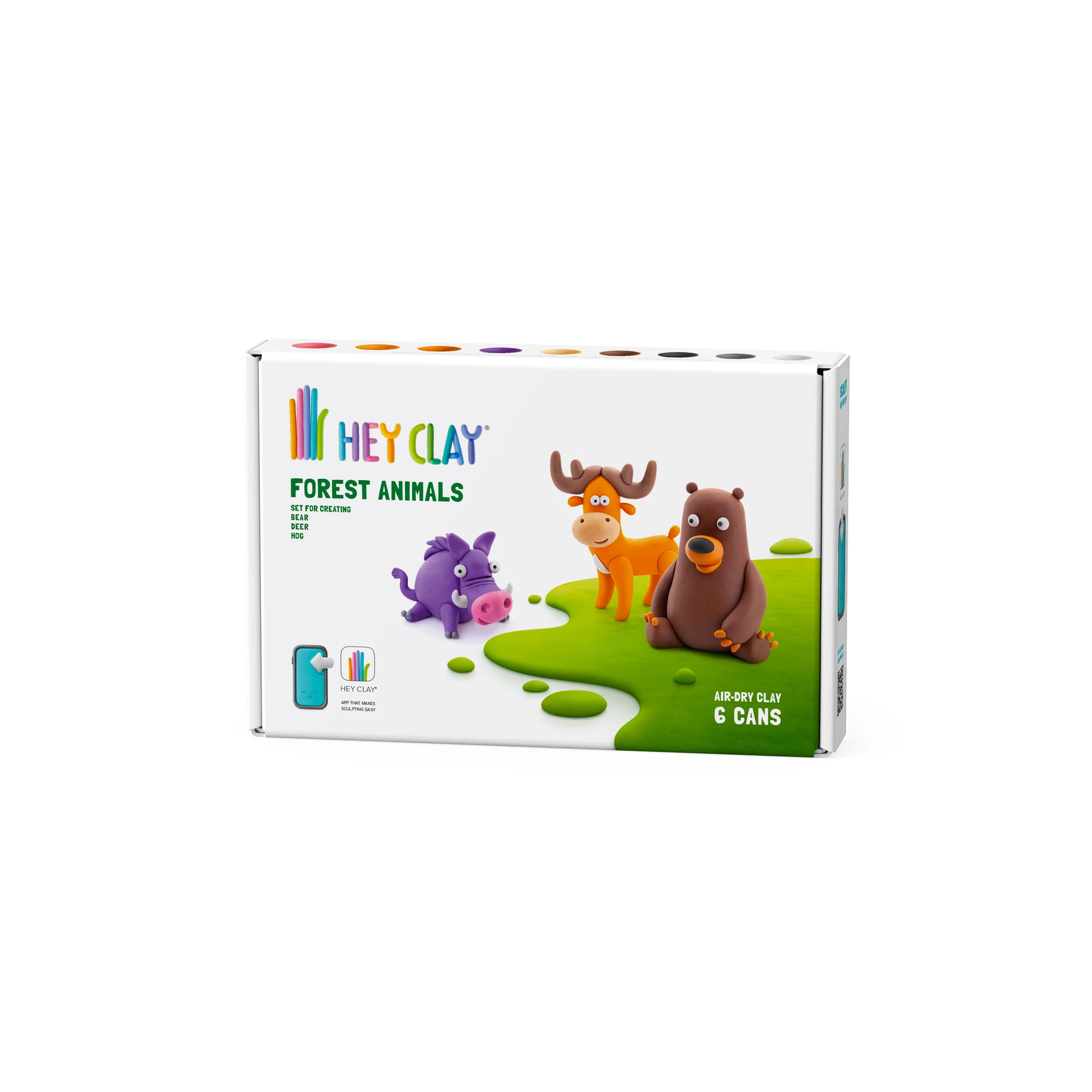 Heyclay Bear, Deer, Hog, Series Forest Animals, 6 cans