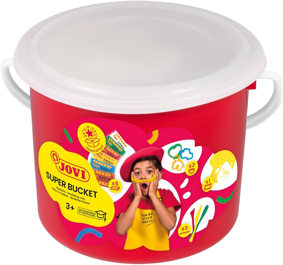 Jovi Super Bucket Plastilina Set Modelling Clay 6 Bars 50 G + Accessories