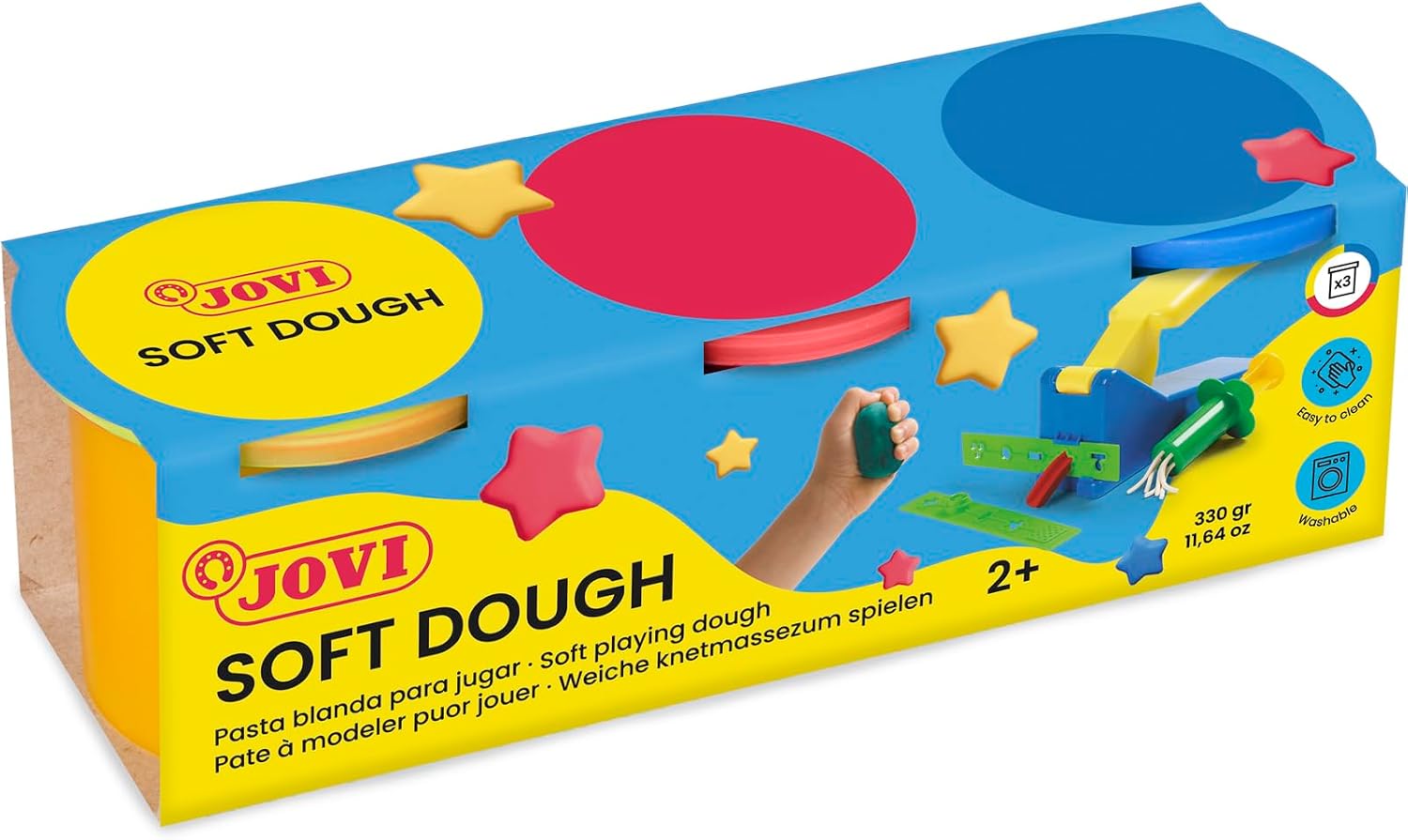 Jovi Soft Dough Blandiver Box 3 Jars 110 G Assorted Colours