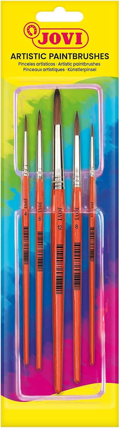Jovi Artistic Paintbrushes Blister With 5 Round Brushes (0,4,6,8,12)