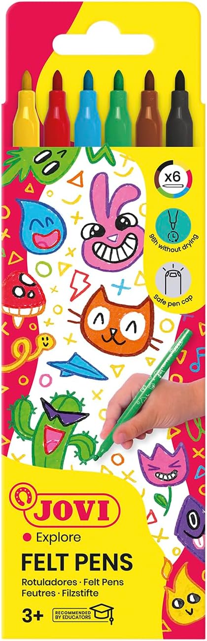 Jovi Felt Pens Case 6 Markers Assorted Colors