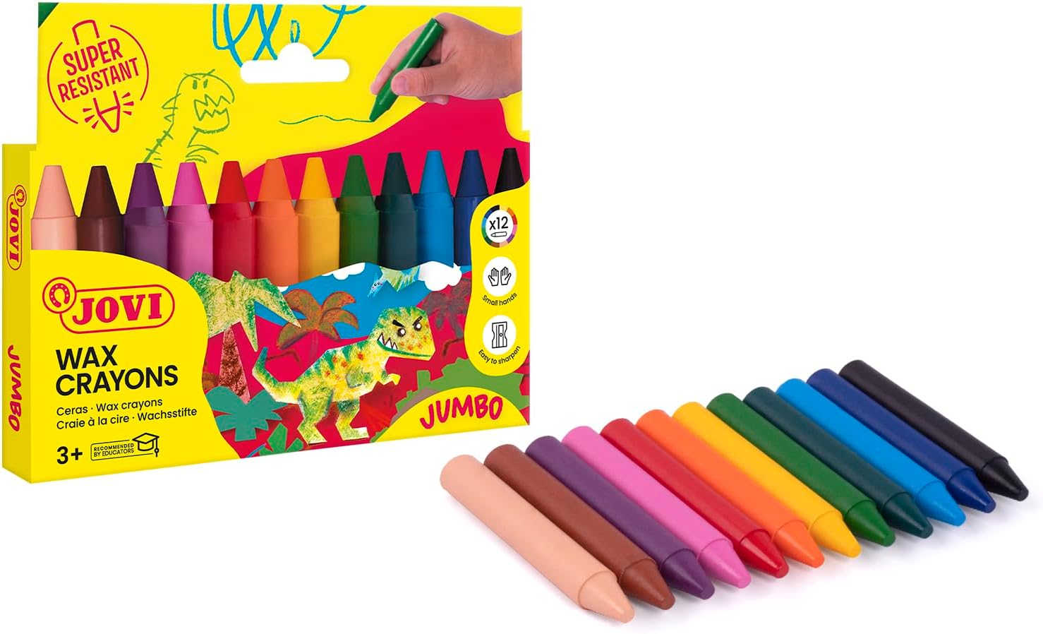 Jovi Wax Crayons Jumbo Case 12 Wax Crayons - Assorted Colours