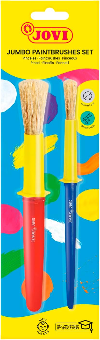 Jovi Set Jumbo Paint Brushes Blister 1 Medium Brush + 1 Thick Brush Bristle Hair