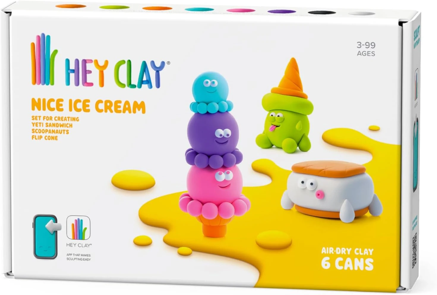 Heyclay Flip Cone, Yeti Sandwich, Scoopanauts, Series Nice Ice Cream, 6 cans