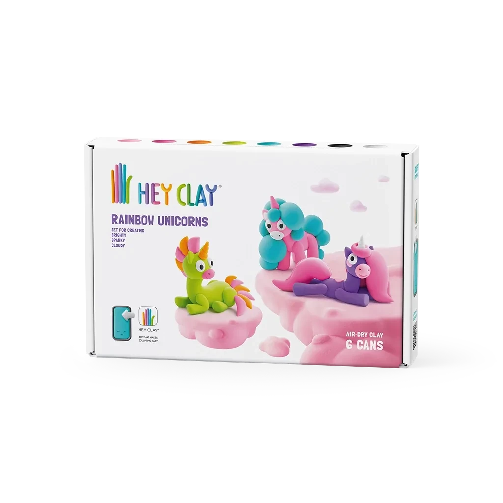 Heyclay Brighty, Cloudy, Sparky, Series Rainbow Unicorns, 6 cans