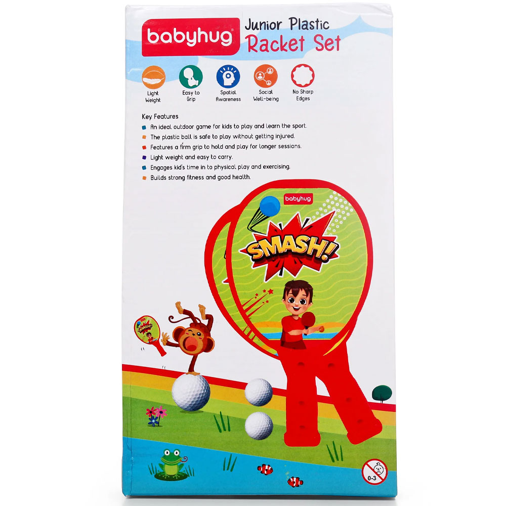 Babyhug Junior Plastic Racket Set - Red