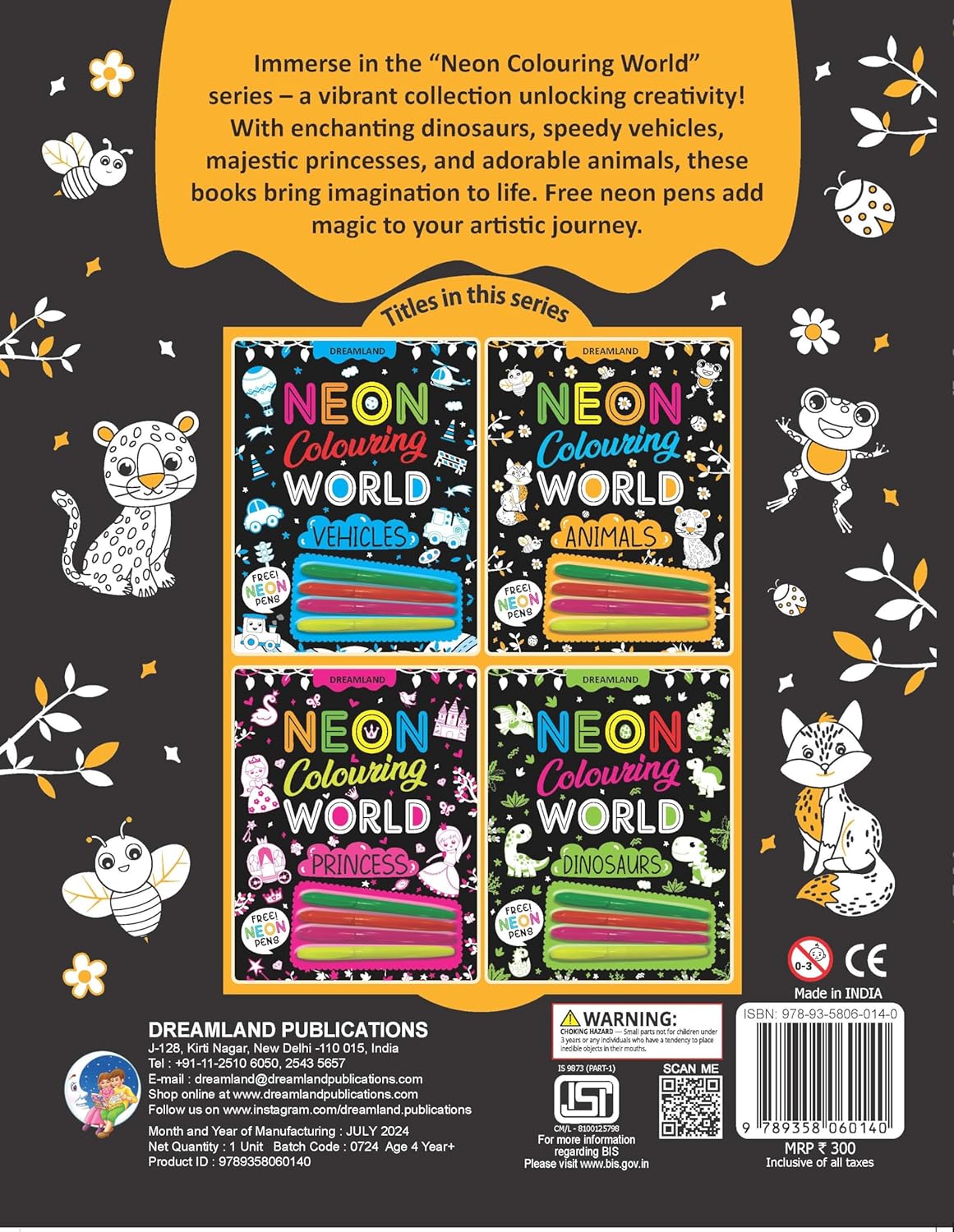 Dreamland 01. Animals Neon Colouring World Book