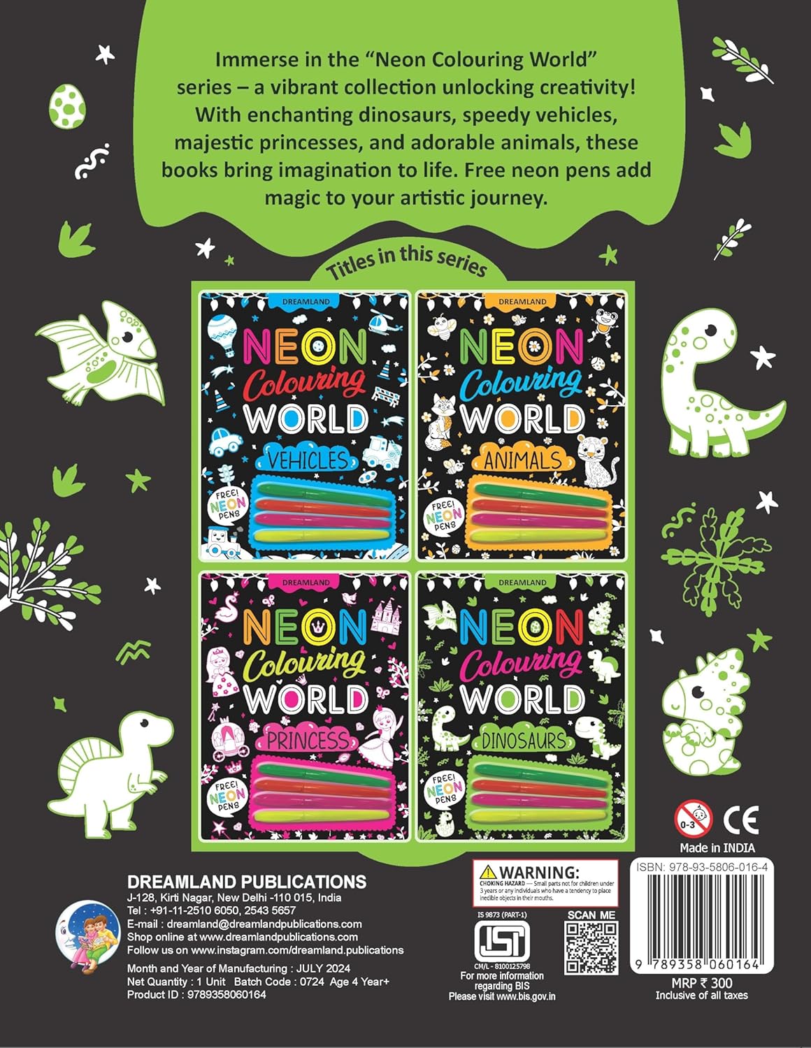 Dreamland 04. Dinosaurs Neon Colouring World Book