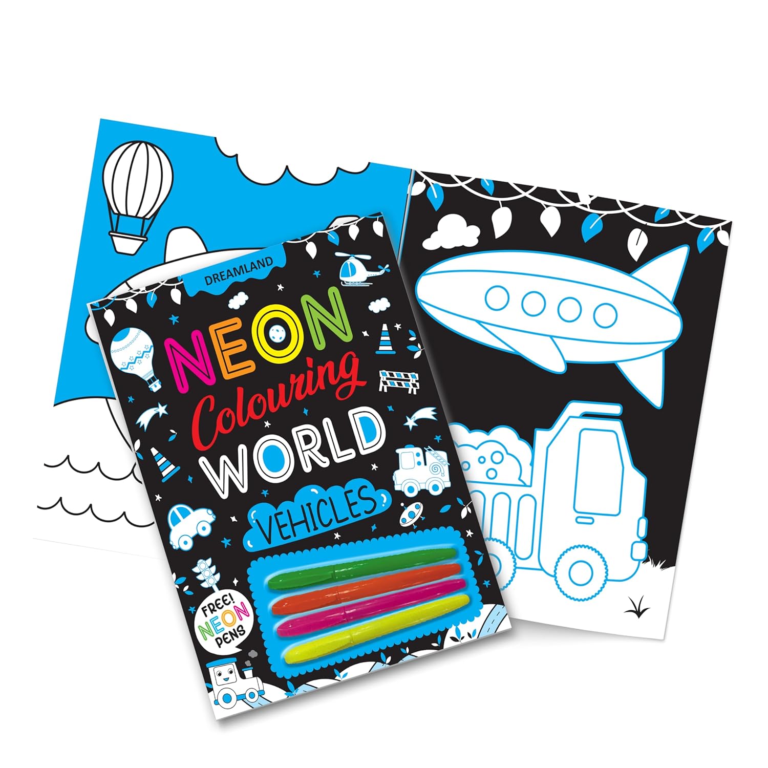 Dreamland 03. Vehicles Neon Colouring World Book