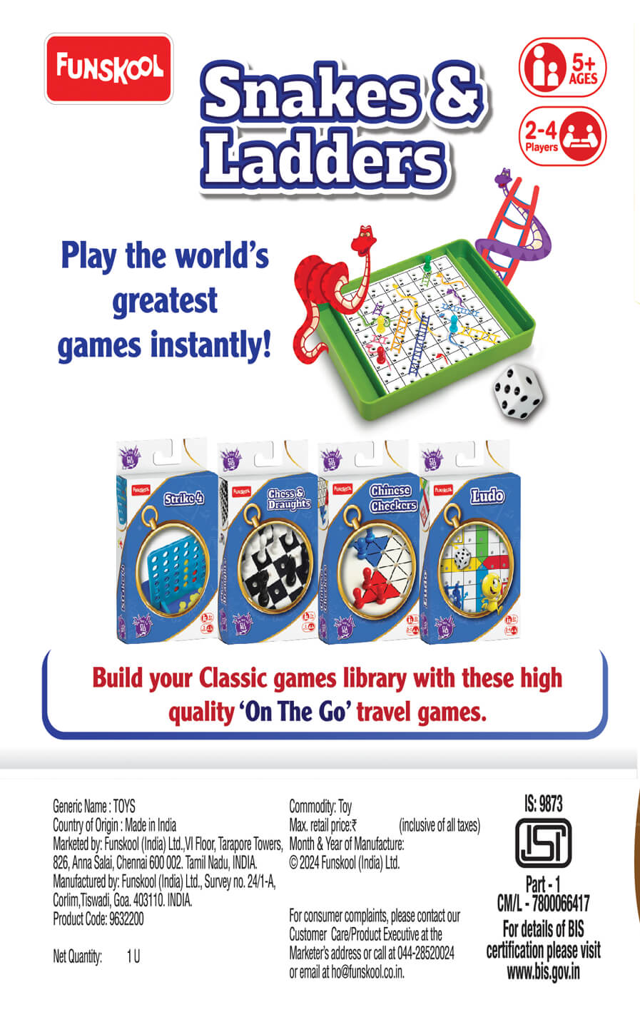 Funskool Tr.Games Otg Snakes & Ladders