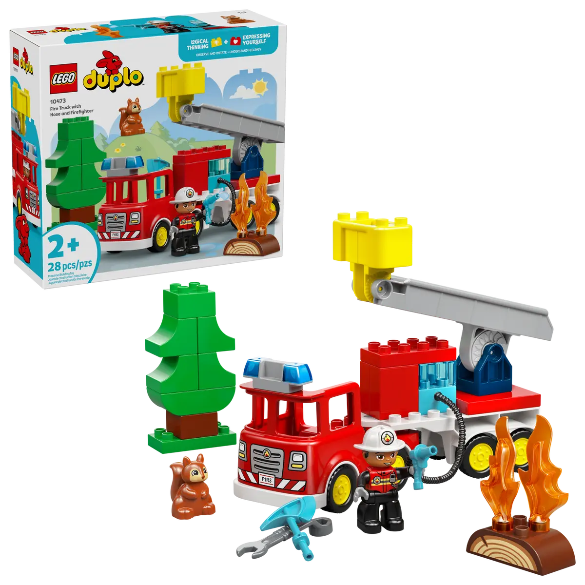 Lego Duplo Fire Truck with Hose and Firefighter