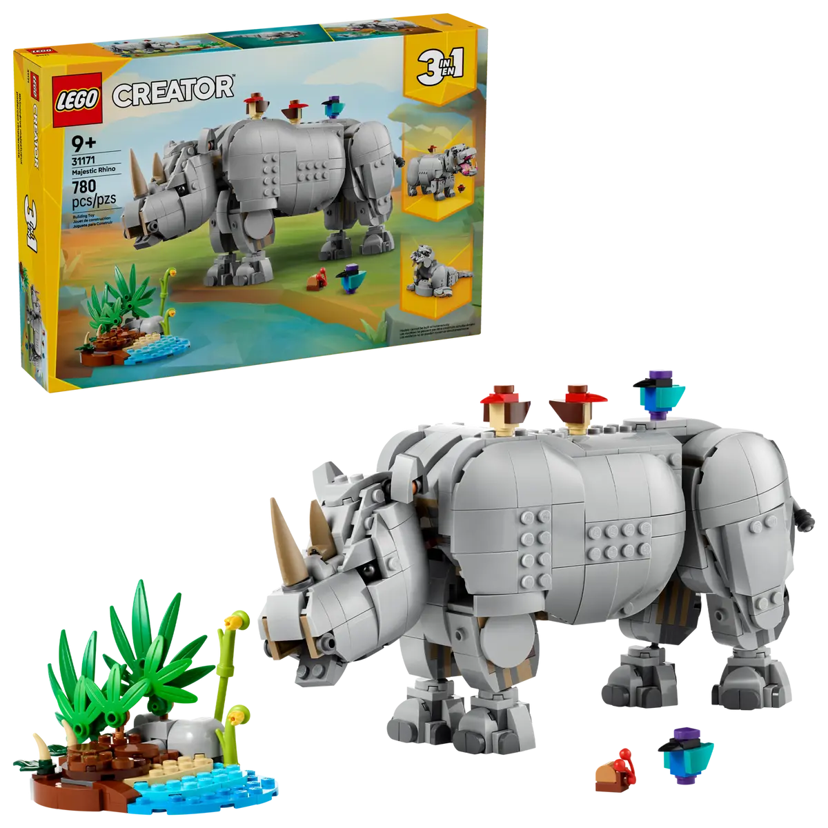 Lego Creator Wild Animals: Majestic Rhino With Birds