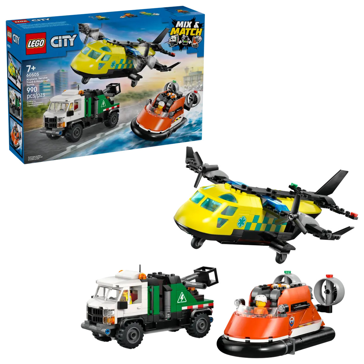 Lego City Airplane, Service Truck & Hovercraft Remix