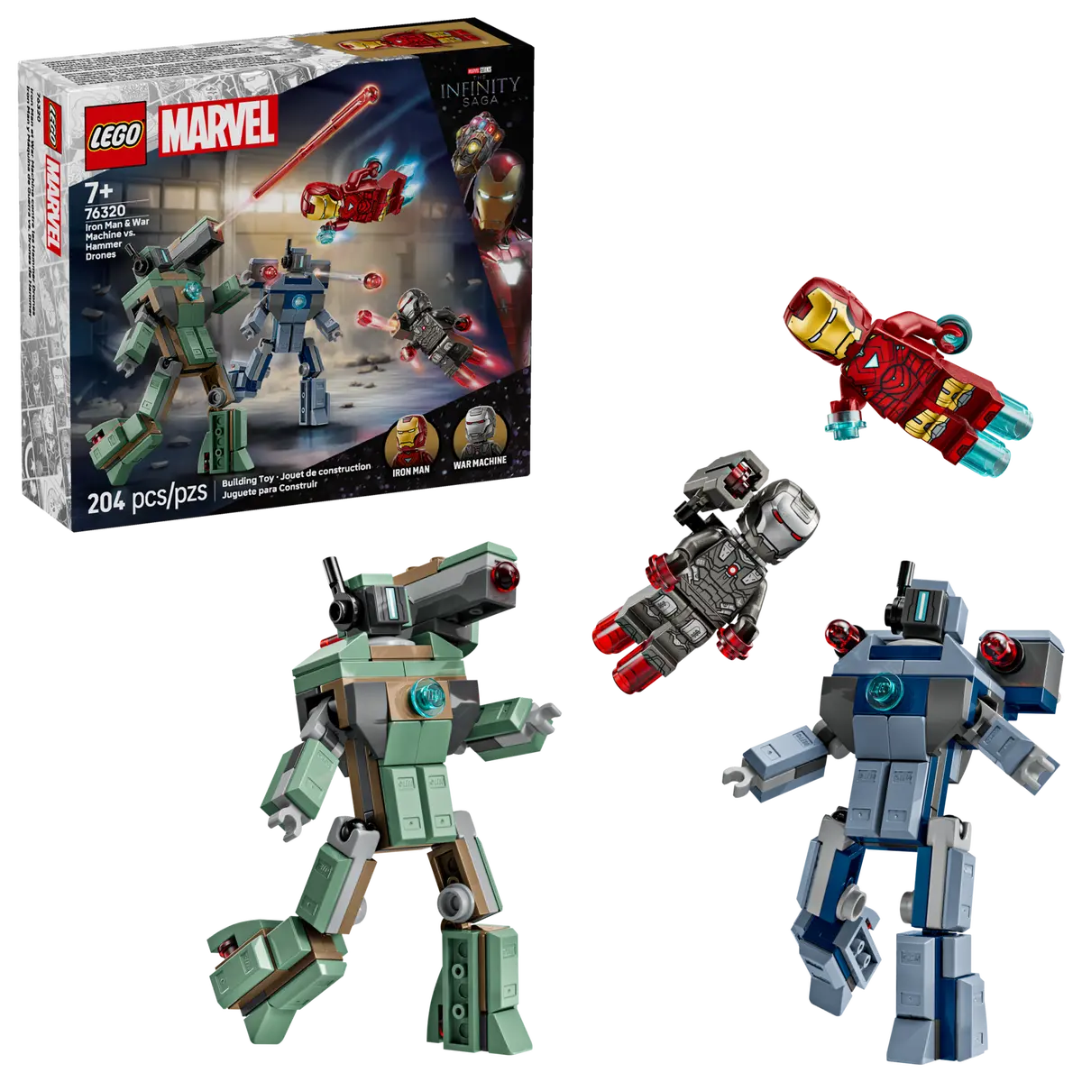 Lego Marvel Iron Man & War Machine vs Hammer Drones