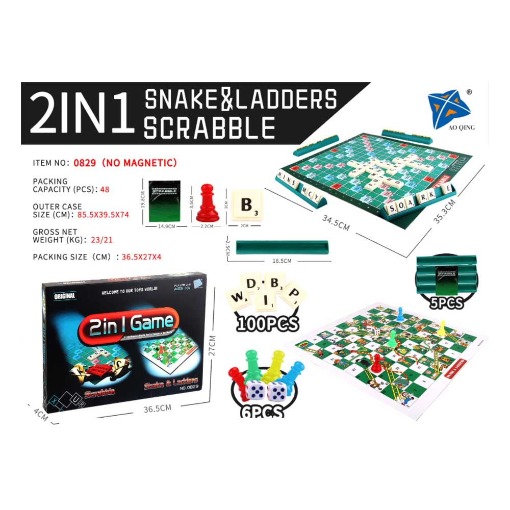 Waya Snake & Ladder and Scrabble Board Game 2 in 1