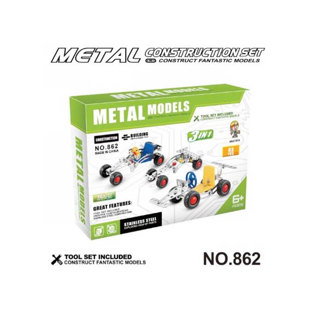 Waya 3-In-1 Metal Models Racing Car 83 pcs Set