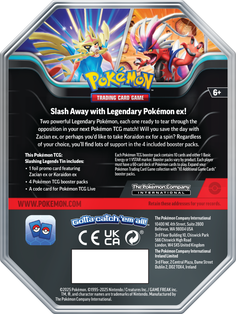 Pokemon TCG – Slashing Legends – Koraidon Ex – Tin